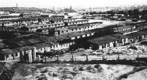 Niemiecki obóz koncentracyjny w Płaszowie niedaleko Krakowa. Widok z 1942 roku