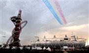 Widok na Stadion Olimpijski w Londynie przed ceremonią otwarcia