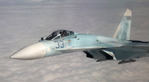 Rosyjski samolot Su-27. Zdjęcie ilustracyjne
