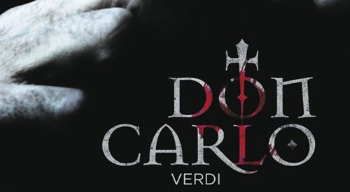 fragment plakatu zapowiadającego operę Don Carlo w Operze Narodowej