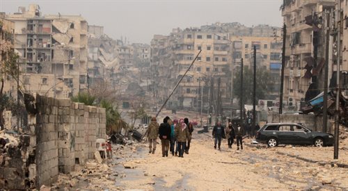 Zniszczenia wojenne w Aleppo. Fotografia z 14 grudnia 2016 r.