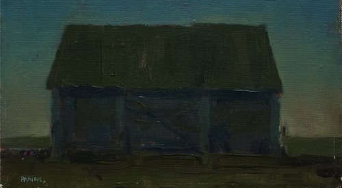 Fragment obrazu Józefa Panfila pt. Księżyc, 1995, olej, płótno 18x24 cm