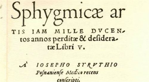 Strona tytułowa traktatuSphygmicae artis iam mille ducentos perditae et desideratae libri V