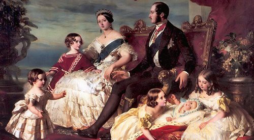 Królowa Wiktoria i książę Albert z rodziną w 1846 roku, obraz namalowany przez Franza Xavera Winterhaltera.