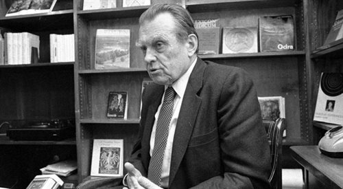 Czesław Miłosz na spotkaniu w Instytucie Polskim w Sztokholmie, rok 1980