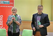 Dyrektor Programu 2 Polskiego Radia Małgorzata Małaszko oraz prowadzący spotkanie Paweł Siwek