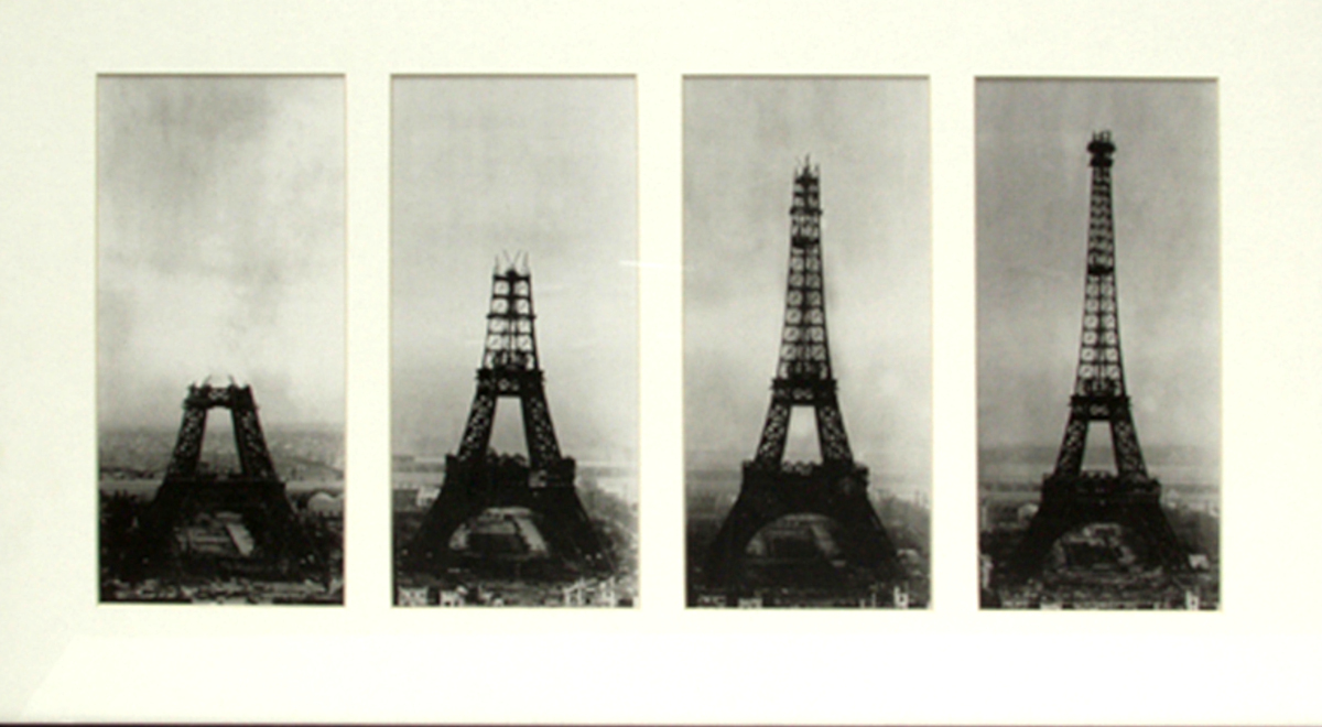 Wieża Eiffla, kolejne etapy powstawiania, 1887-1889. Fot. Wikimedia/domena publiczna 