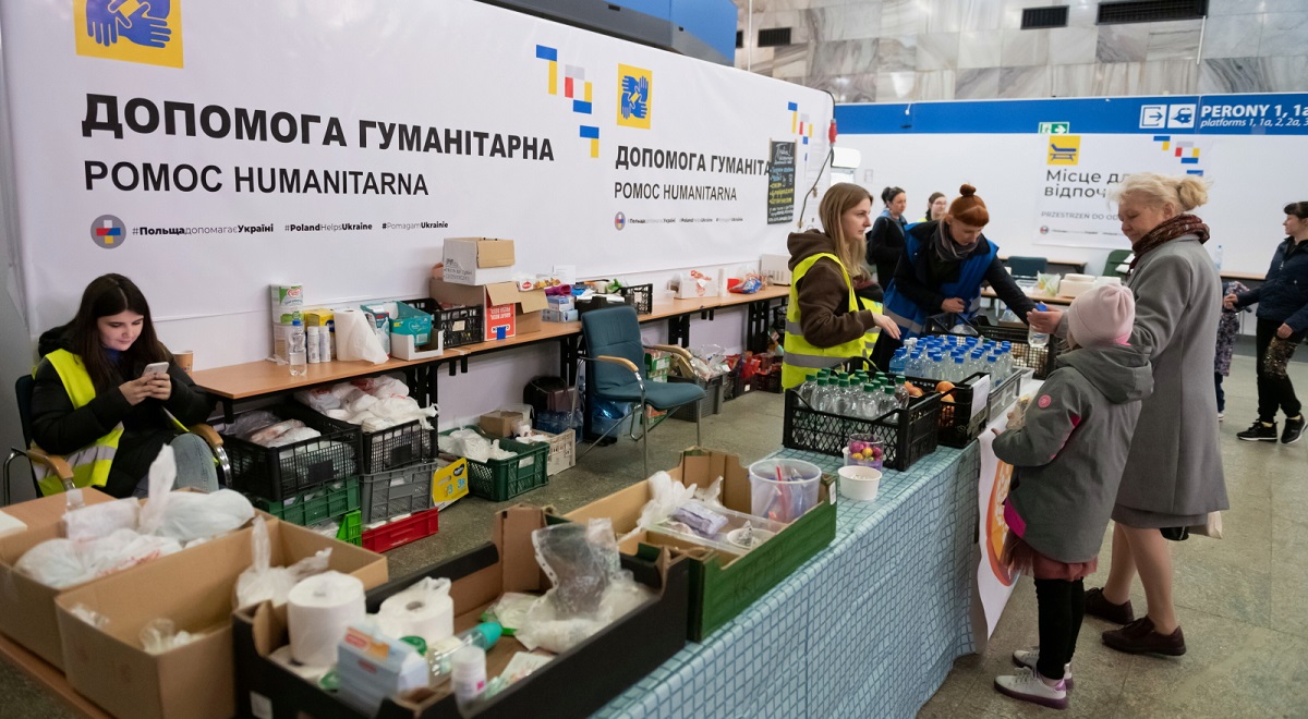 A reception centre for Ukrainian refugees in the western Polish city of Poznań, April 2022.