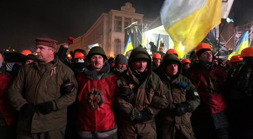 Protesty w Kijowie w grudniu 2013 roku. Jeśli wierzyć rosyjskiej propagandzie na Majdanie, którego inicjatorami byli Żydzi, dochodziło regularnie do antysemickich ekscesów...