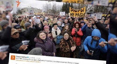 Tweet Radia Swaboda @svaboda. Protest w Bobrujsku.