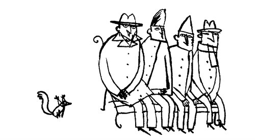 Jedna z ilustracji Daniela de Latoura w książce Henryka Bardijewskiego Pan Fiasko i jego sukcesy