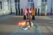 Dzień Solidarności z Więźniami Politycznymi na Białorusi w Warszawie, 21 maja 2023 roku. Memoriał poległych na Ukrainie bojowników białoruskich przy Muzeum Wolnej Białorusi w Warszawie