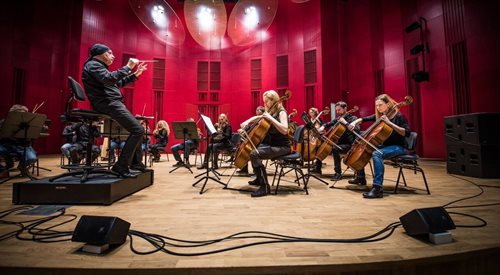 Orkiestra AUKSO na próbie w tyskiej Mediatece, 2016 r.