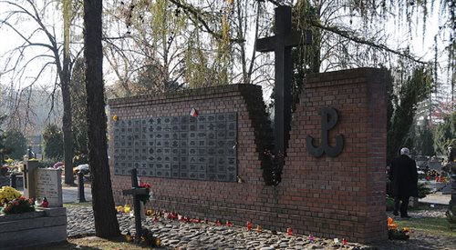 Kwatera na Łączce  miejsce pochówku Żołnierzy Wyklętych przy murze Cmentarza Wojskowego na Powązkach w Warszawie
