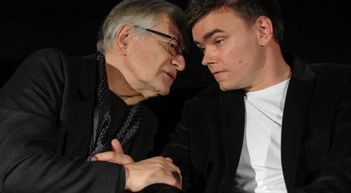 Aktor Andrzej Seweryn i reżyser Jan Matuszyński podczas konferencji prasowej z okazji rozpoczęcia zdjęć do filmu Ostatnia rodzina