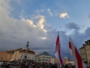 Marsz na białoruski Dzień Wolności w Warszawie. 106. rocznica proklamowania Białoruskiej Republiki Ludowej (2024)