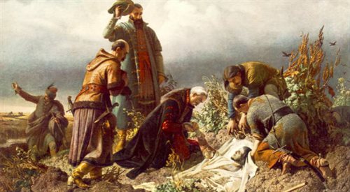 Odnalezienie zwłok króla Ludwika, obraz Bertalana Szkelya