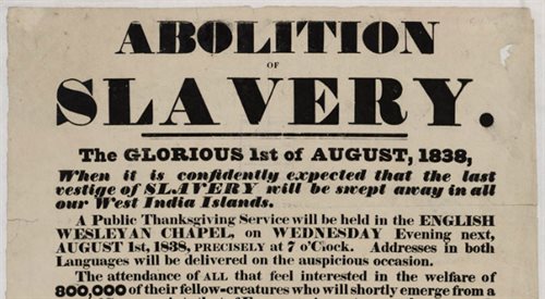 Plakat promujący zniesienie niewolnictwa w Indiach Zachodnich