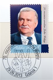 Znaczek pocztowy z wizerunkiem Lecha Wałęsy