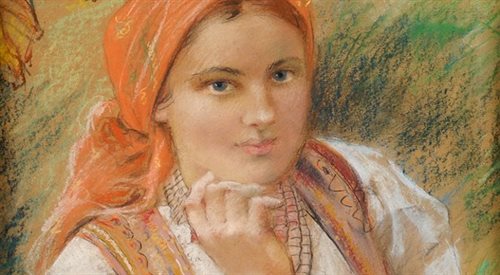 Portret ludowej dziewczyny autorstwa Teodora Axentowicza