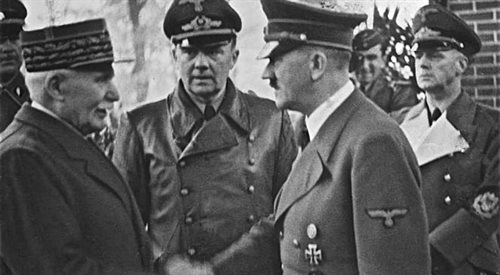 Spotkanie Adolfa Hitlera z Philippe Ptainem, 24.10.1940. Ptain był symbolem francuskiej kolaboracji z III Rzeszą