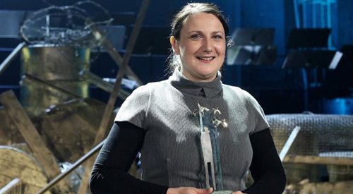 Dorta Jagić odbierająca nagrodę Europejski Poeta Wolności 2014