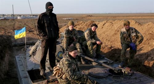 Żołnierze ukraińscy w okolicy Armiańska