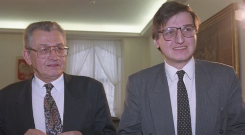 Na zdjęciu były przewodniczący KPN Leszek Moczulski i były przewodniczący klubu parlamentarnego KPN Krzysztof Król.