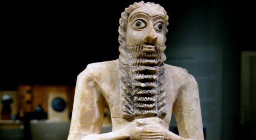 Sumeryjska figura wyznawcy, 2750-2600 p.n.e., Metropolitan Museum of Art, Nowy Jork (fragm.)