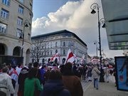 Marsz na białoruski Dzień Wolności w Warszawie. 106. rocznica proklamowania Białoruskiej Republiki Ludowej (2024)