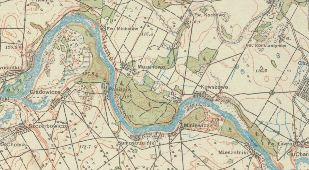 Mapa okolic, w których toczy się akcja Nad Niemnem, lata 20. XX. Fot. Polona 