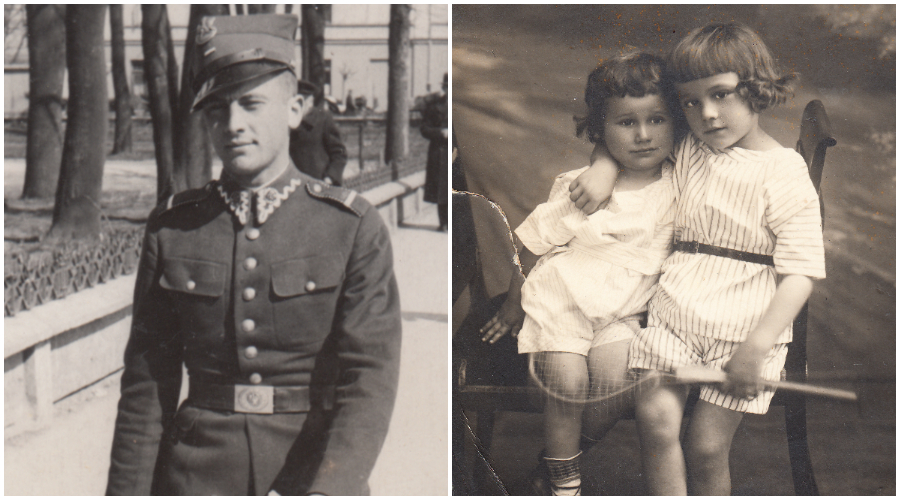 Z lewej: Janusz Różewicz w mundurze polskiej armii w 1939 r. Z prawej: Tadeusz i Janusz Różewiczowie jako dzieci w 1924 roku. Fot. Archiwum rodzinne Różewiczów
