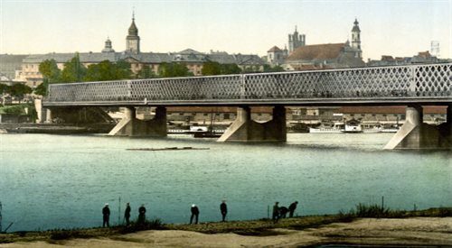 Most Kierbedzia widziany od strony Pragi, ok. 1900 r.