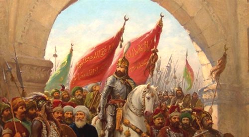 Fausto Zonaro, Mehmed II wkraczający do zdobytego Konstantynopola, fragm.