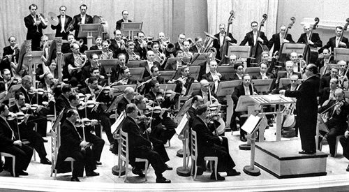 Orchestre National de la Radio Diffusion et Television Francaise podczas występu na festiwalu Warszawska Jesień w 1956 r.