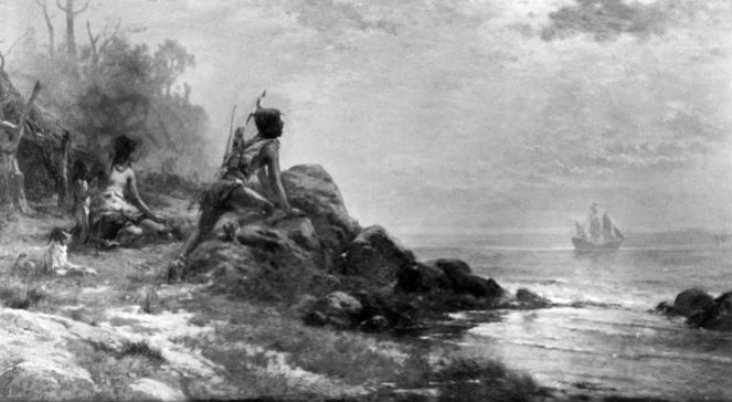 Henry Hudson dociera do brzegów Nowego Jorku, aut. Edward Moran (1898), źr. Biblioteka Kongresu USA, Wikimedia/dp