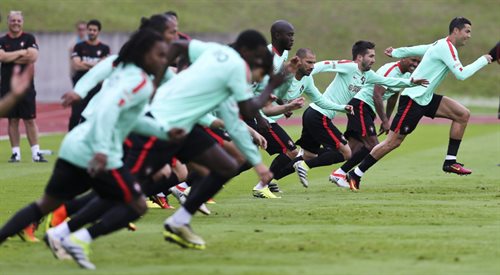 Portugalczycy na treningu przed meczem z Walią