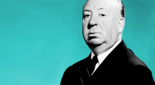Grafika wg fotografii przedstawiającej Alfreda Hitchcocka
