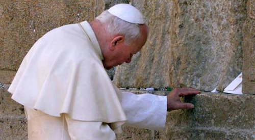 Jan Paweł II pod Ścianą Płaczu w Jerozolimie, 26.03.2000