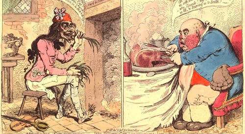 Brytyjska karykatura wyśmiewająca rewolucjonistów francuskich (zdjęcie ilustracyjne)