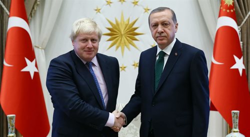 Szef brytyjskiej dyplomacji Boris Johnson i prezydent Turcji Recep Erdogan w Ankarze.