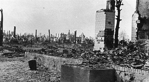 Pacyfikacja Zamojszczyzny. Zniszczona wieś Sochy. Czerwiec 1943.