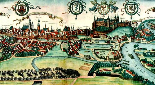 Panorama Krakowa z początku XVII w. zamieszczona w dziele Civitates orbis terrarum z ok. 1617 r.