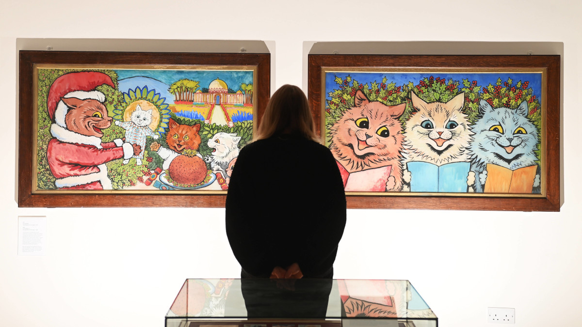 W grudniu 2021 roku prace artysty można było oglądać na wystawie "Terapia zwierzęca: Koty Louisa Waina" w Bethlem Museum, fot. PAP/ EPA/FACUNDO ARRIZABALAGA