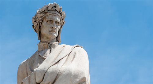 Dante Alighieri - włoski poeta, filozof i polityk. Na zdjęciu pomnik artysty we Florencji