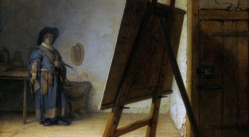 Fragment obrazu Rembrandta Artysta w pracowni
