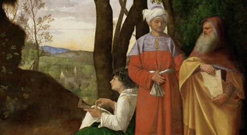 Trzej filozofowie lub też Trzech mędrców (na zdj. fragm. obrazu) został wykonany na zamówienie kolekcjonera Taddea Contariniego