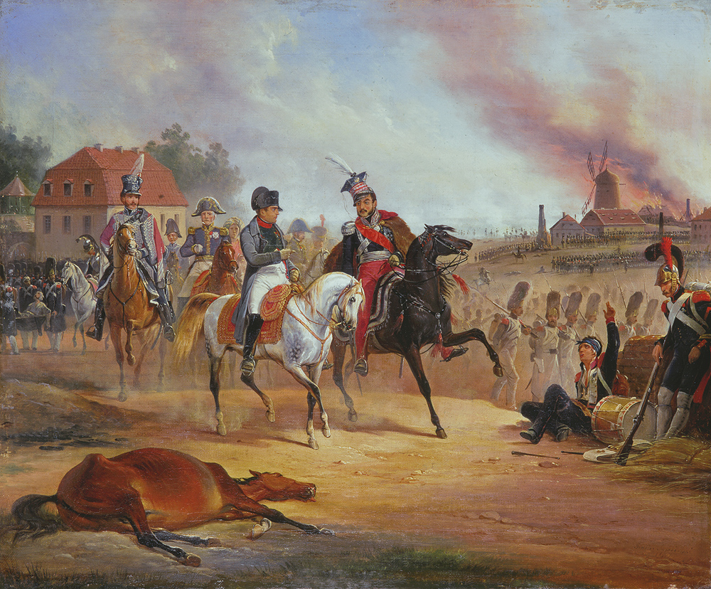 Napoleon i książę Józef Poniatowski pod Lipskiem. Obraz Januarego Suchodolskiego. Fot.: Wikimedia Commons/dp