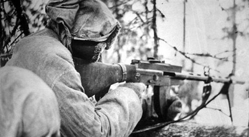 Fiński żołnierz w czasie wojny zimowej