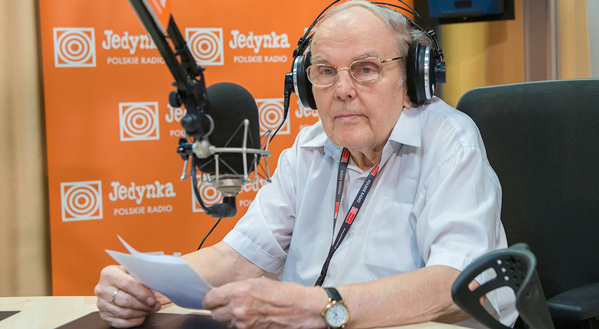 Jan Zagozda w studiu Programu 1 Polskiego Radia. Fot. Wojciech Kusiński/ Polskie Radio